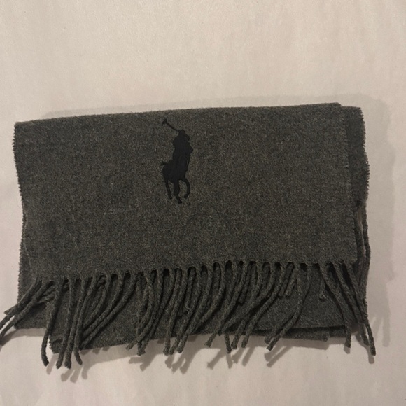 Polo Ralph Lauren Other - Polo by Ralph Lauren 100% Wool Dark Gray Scarf with Fringe